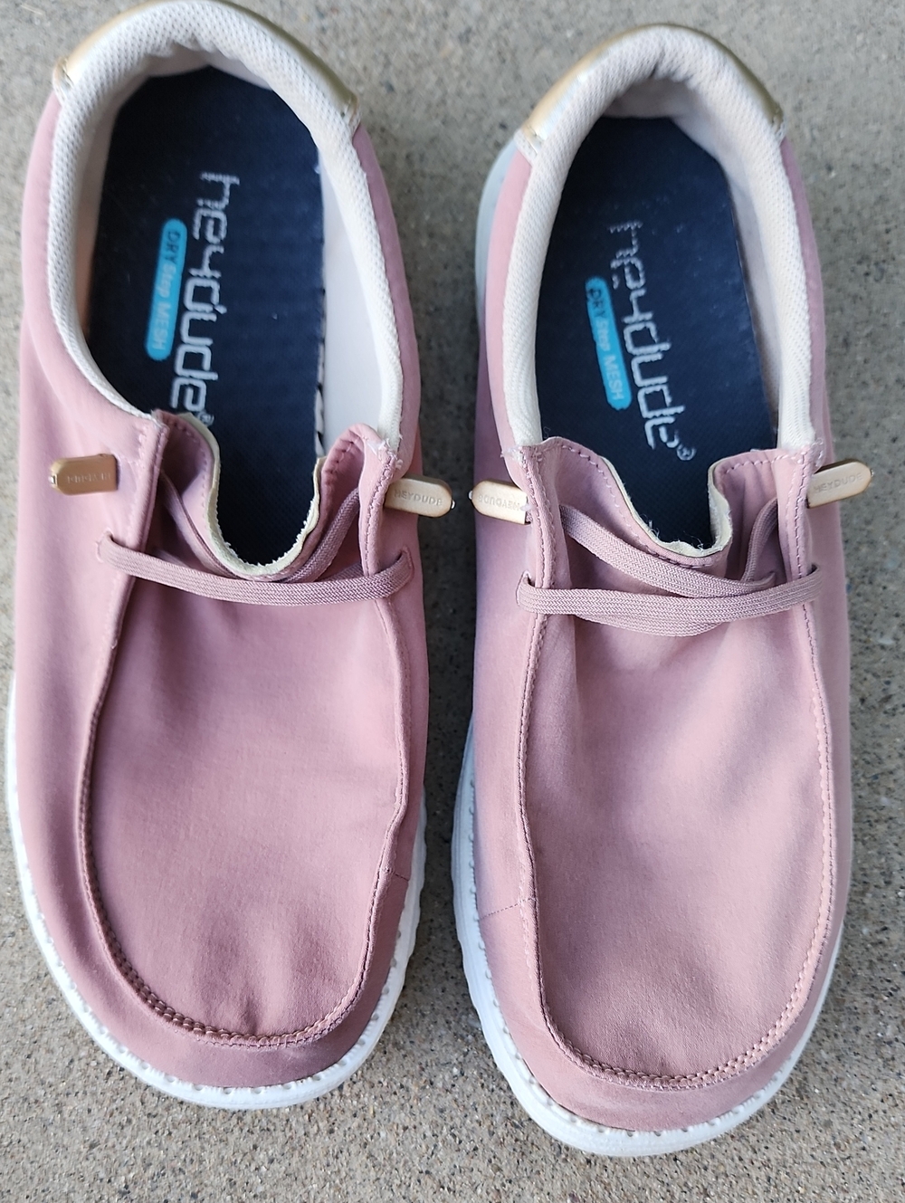 Womens Hey Dude Pink and Gold Slip-On Casual Sneakers - Picture 4 of 17